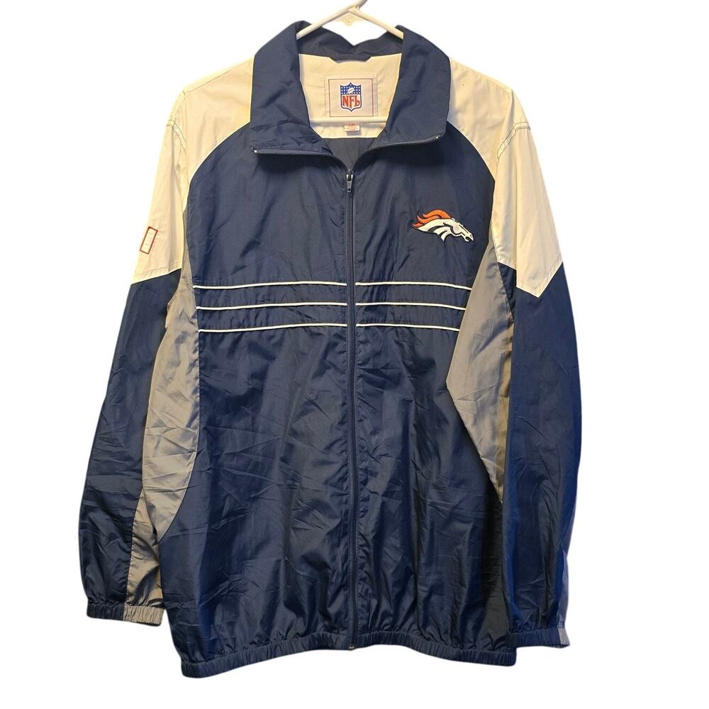 NFL Denver Broncos zip front windbreaker jacket mens size large